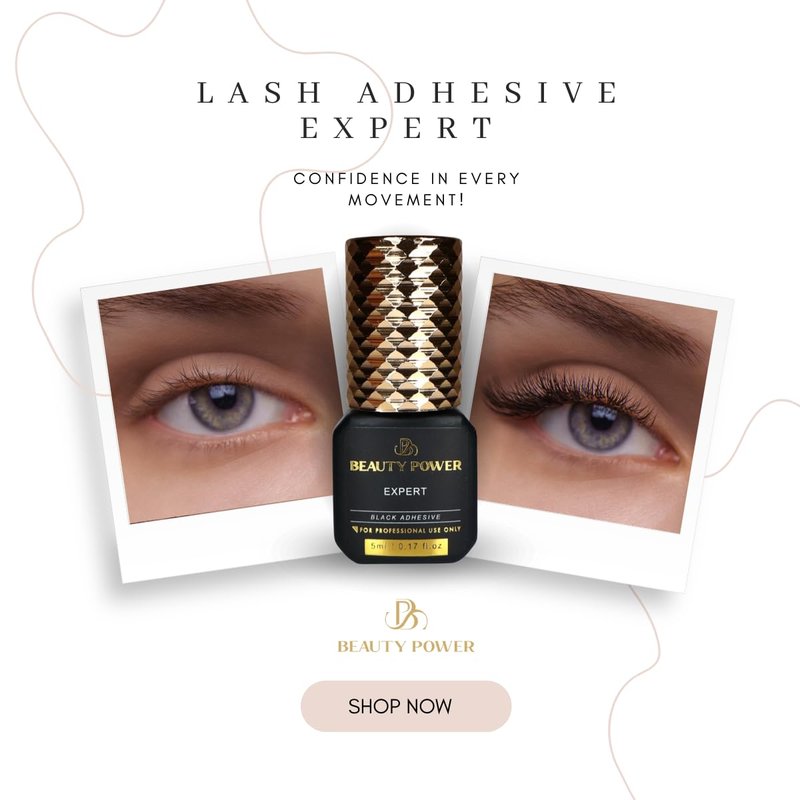 Eyelash Extension Adhesive Glue Expert - Beauty Power - Extremely-Fast 0.5-1-Second Drying Time - 10 Weeks Retention - Professional-Grade, 0.17fl.oz / 5ml (Black Finish)