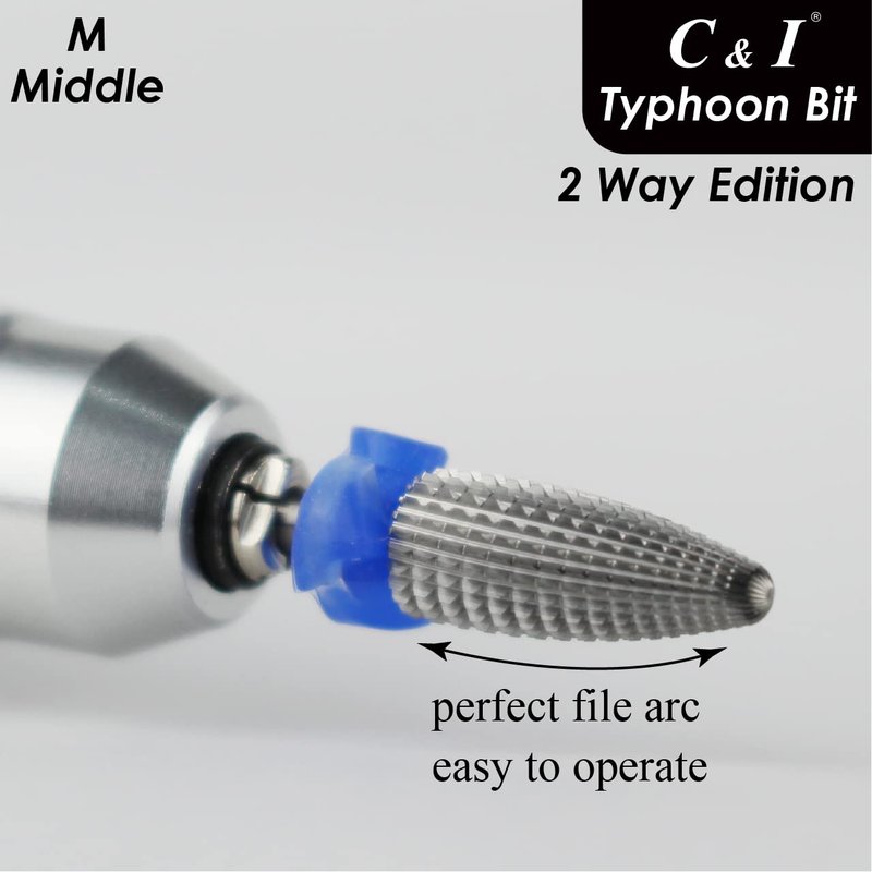 C & I Typhoon Bit, 2 Way, Fast Remove Acrylics or Gels, Both for Left Handed & Right Handed, Carbide Nail Drill Bit Electric Manicure Drill & Accessory (XXC)