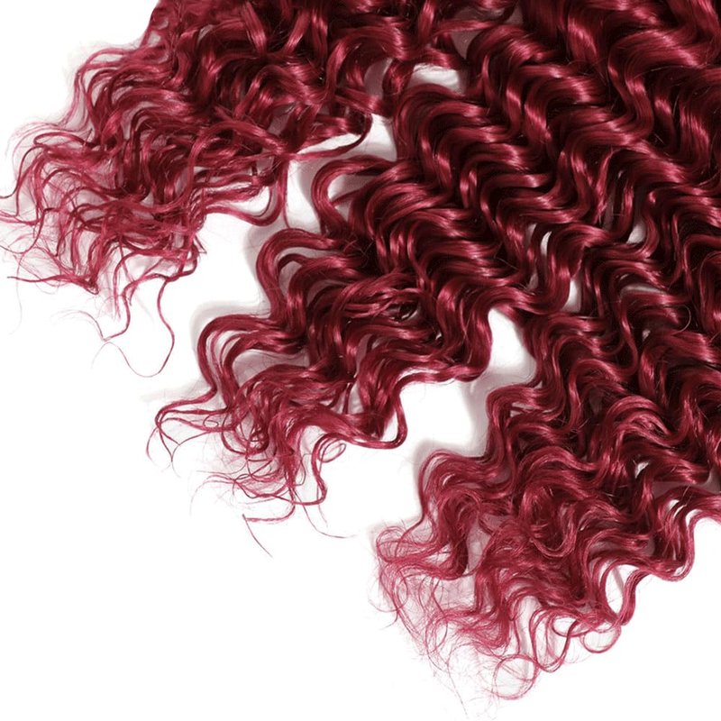 8 10 12 Inch 99J Bundle Burgundy Deep Wave Human Hair Bundles 8A Grade Wine Red Hair Extensions 99J Deep Wave Bundle Burgundy Bundles For Black Women