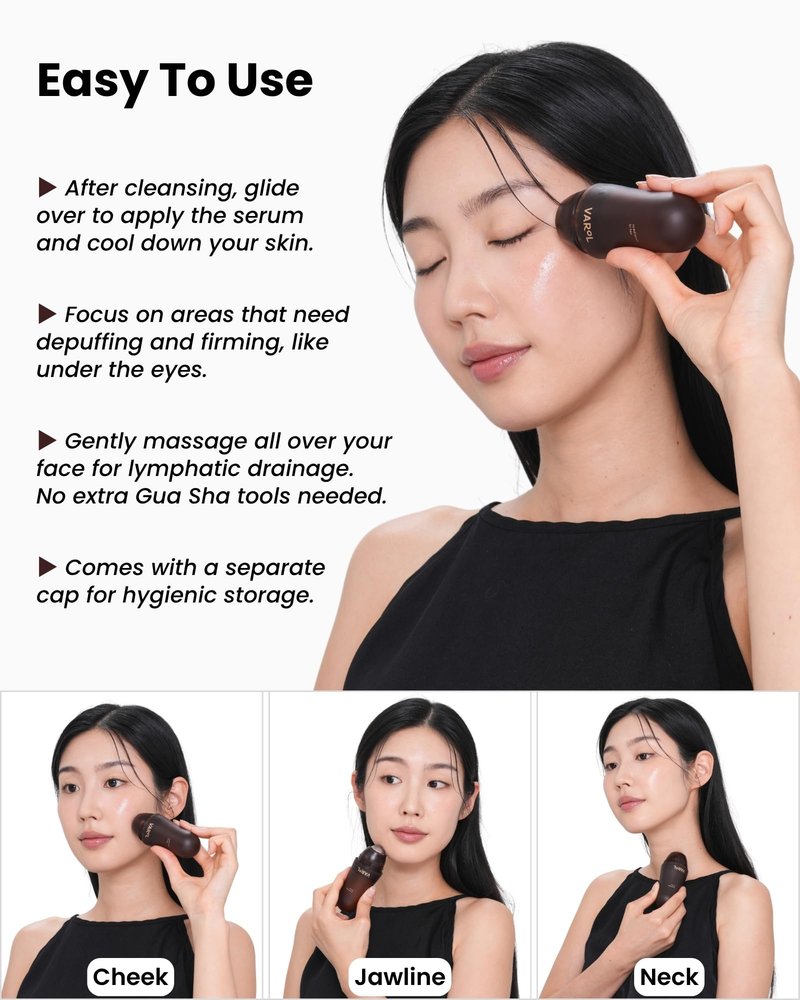 VAROL Ice Roll Serum for Face, Puffy Eyes, Under Eye Bags - Bakuchiol & Collagen for Wrinkles, Anti Aging, Cooling Ice Roller for Puffiness, Redness, Dark Circles - Korean Skin Care, 1.69 Fl Oz