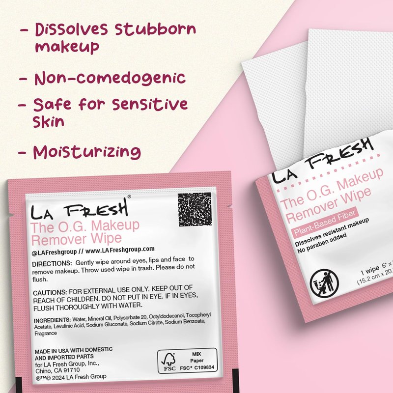 La Fresh Makeup Removal Facial Cleansing Wipes, Waterproof, 50 Count - Skin Care Travel Essentials