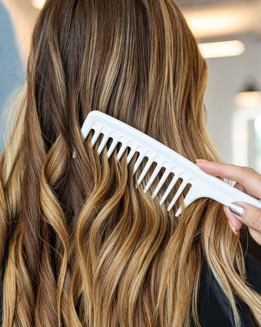Rock & Ruddle Beach Wave Wide Tooth Rake Comb | For All Hair Types | Detangles & Creates Bouncy Beach Waves | Pain Free Detangling for Wet & Dry Hair - White