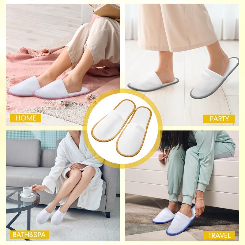 Twistover 30 Pairs Disposable House Slippers for Guests, Bulk House Slipper Color Non Slip Pack for Hotel, Spa, Wedding, Travel, Party, Shoeless Home, Adult Men and Women