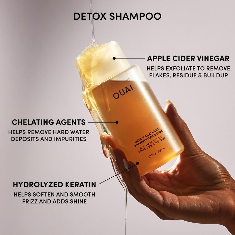 OUAI Hair Care Set - Clarifying Shampoo & Exfoliating Scalp Scrub - Deep Cleansing & Balancing - Hair Care Kit with Detox Shampoo & Travel Size Sugar Scrub for Scalp (2 Count)