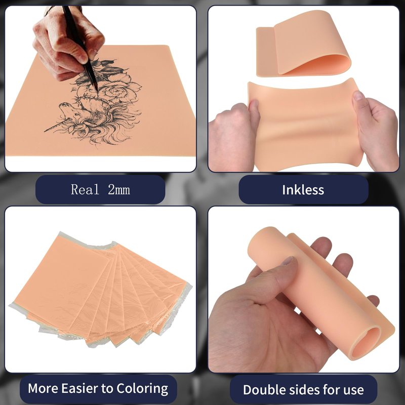 Narkasy 2mm Blank Tattoo Practice Skin, 20pcs 7x5.5in Practice Skin Tattoo Skin Practice Sheet Tattoo for Beginners and Experienced Artists Tattoo Supplies…