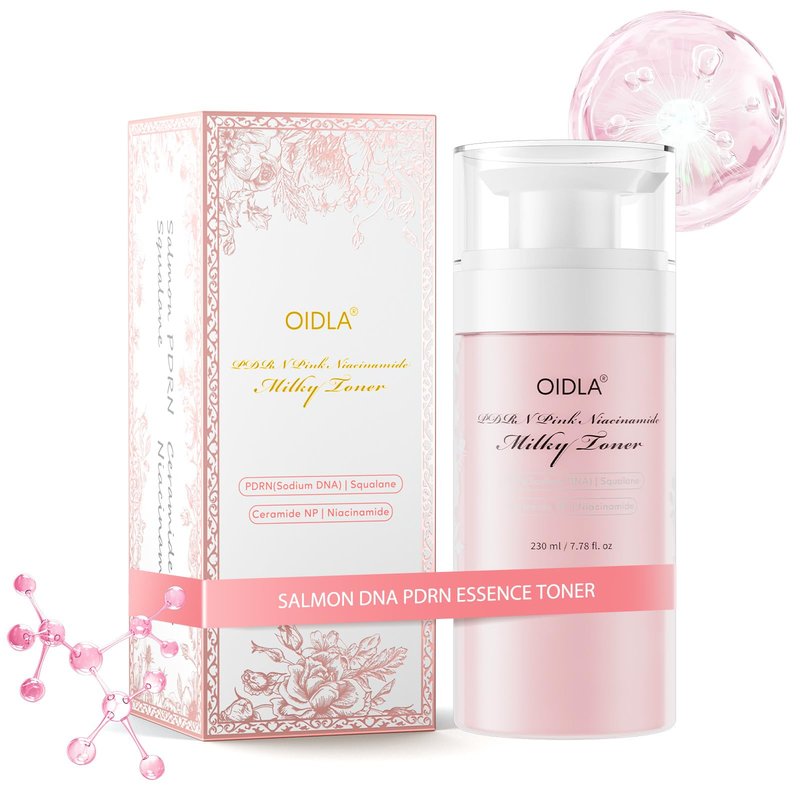 PDRN Pink Niacinamide Milky Toner for Hydrating, Moisturizing, Soothing, Ceramide, Peptide, Glass Glow Skin, Equivalent Korean Skincare Toner for face | 230ml 7.78 fl. Oz.