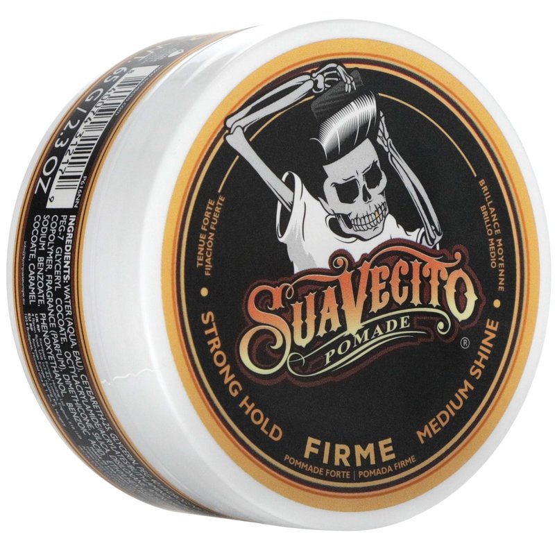 Suavecito Pomade Firme (Strong) Hold 2.3 oz, 1 Pack - Pomade For Men - Medium Shine Water Based Wax Like Flake Free Hair Gel - Easy To Wash Out - All Day Hold For All Hair Styles