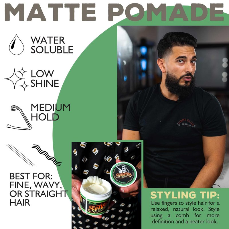 Suavecito Pomade Matte (Shine-Free) Formula 32 oz, 1 Pack - Medium Hold Hair Pomade For Men - Low Shine Matte Hair Paste For Natural Texture Hairstyles