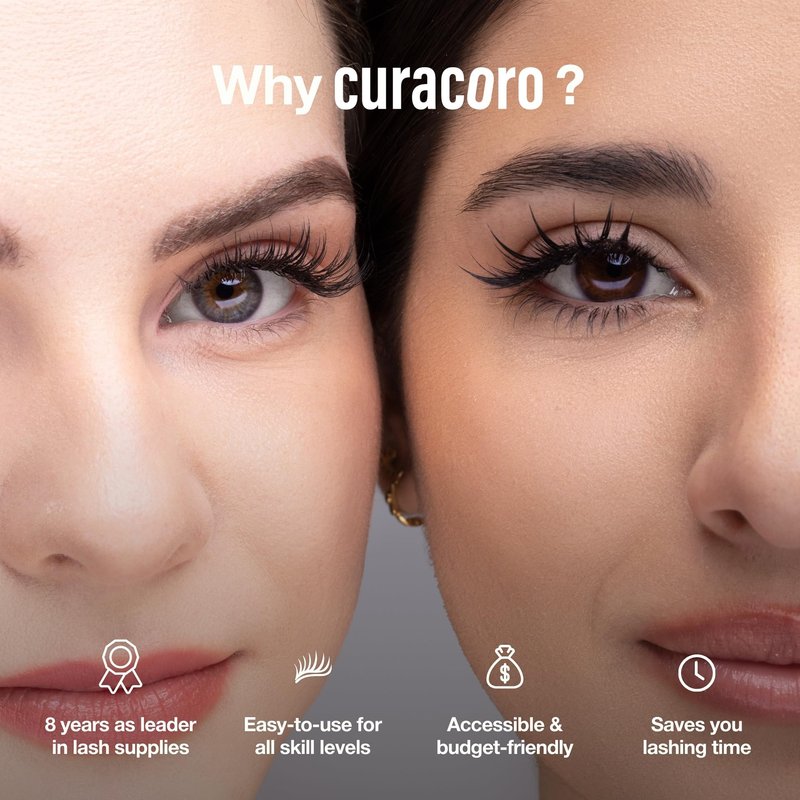 Curacoro Promade 500 Fans 18D-0.03 D Curl 13mm Length Handmade Volume Lash Fans for Long-Lasting Eyelash Extension