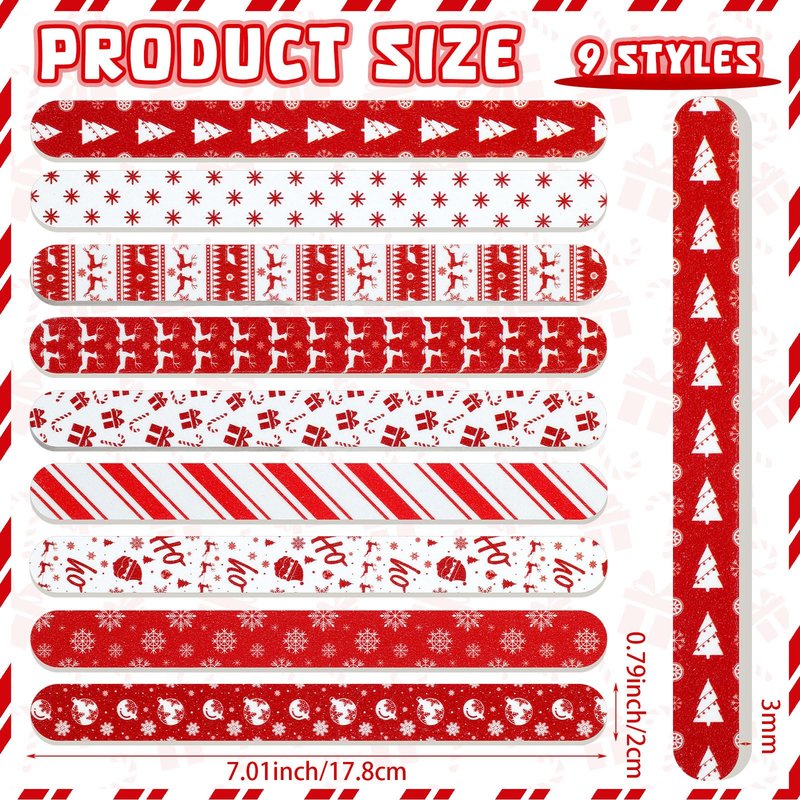 Lanties 45 Pack Christmas Nail Files Gifts Bulk Holiday Emery Boards Double-Sided Christmas Party Nail Files Bulk Stocking Stuffers Christian Gifts for Women Customers Coworkers Staff(Reindeer)